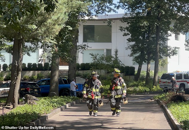 Two firefighters were spotted walking down the driveway after checking the house