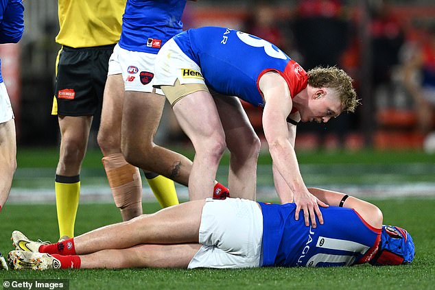 Angus Brayshaw - who has a history of concussion - faces an uncertain future and will not play in Friday's semi-final against Carlton