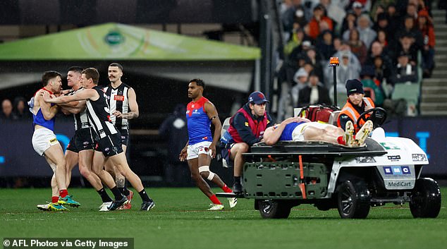 Melbourne Demons players were furious with Maynard, with Jack Viney (pictured left) making his feelings known shortly after the goal