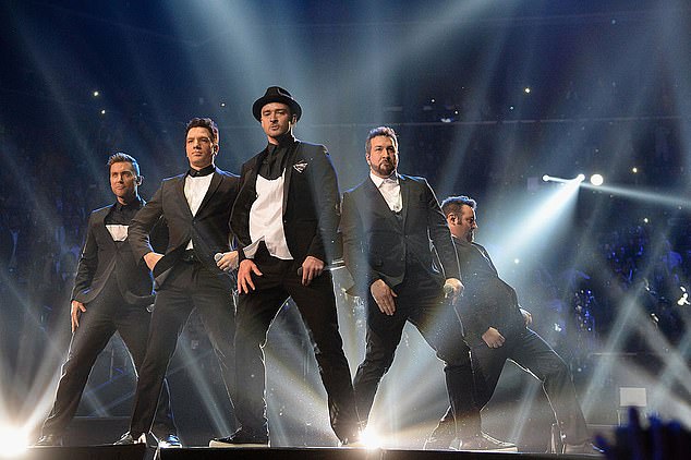 Reunion: Justin Timberlake, 42, JC Chasez, 47, Joey Fatone, 46, Lance Bass, 44, and Chris Kirkpatrick, 51, all took the stage at the VMAs to present the night's first award: Best Pop, Almost a decade from their reunion performance at the 2013 VMAs (above)