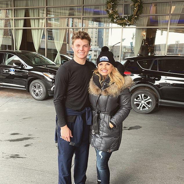 Lisa and Zach pictured together - he is now the Jets' No. 1 quarterback for the season