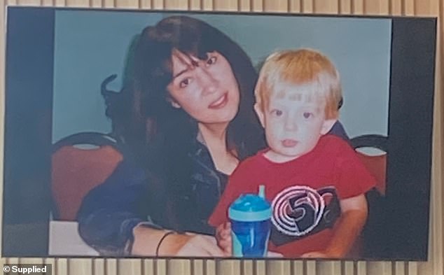 Photos of Tristan and his mother were played in a slideshow in the chapel (pictured)