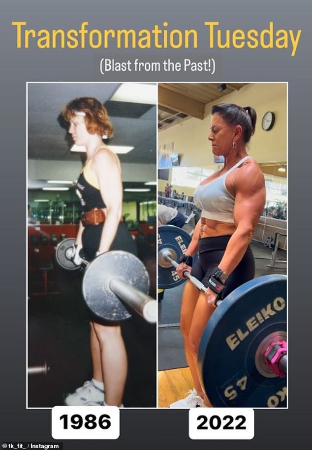 In the beginning, the fitness fanatic focused on weight loss and toning before moving on to strength training