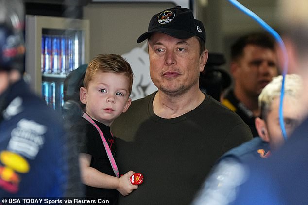 Elon Musk held his son X earlier this year