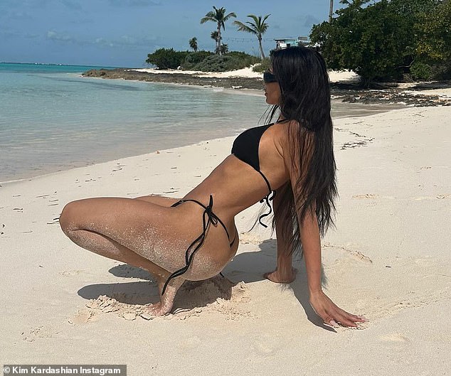 Incredibly, the reality star, who recently enjoyed another luxurious getaway to Turks and Caicos, almost slipped out of her swimwear as she showed off her famous curves