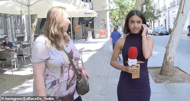 In a second clip, Balado is seen talking to a woman on the street who tells her that the man's behavior is 