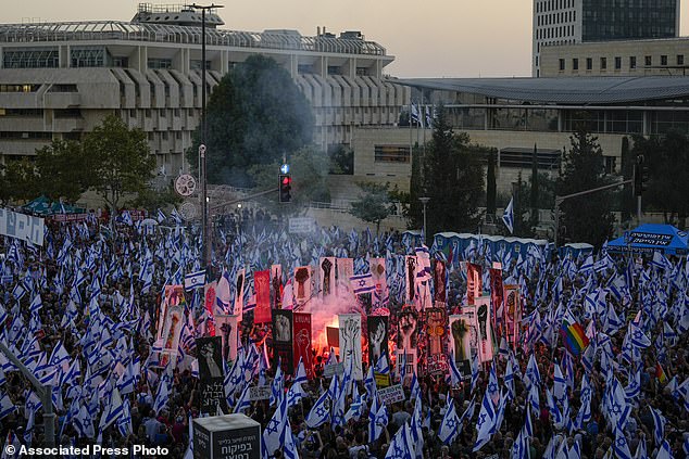The White House decision comes amid deep divisions over politics in Israel.  Here, Israelis protest against plans by Prime Minister Benjamin Netanyahu's government to overhaul the justice system and in support of the Supreme Court in Jerusalem, Monday, September 11, 2023.