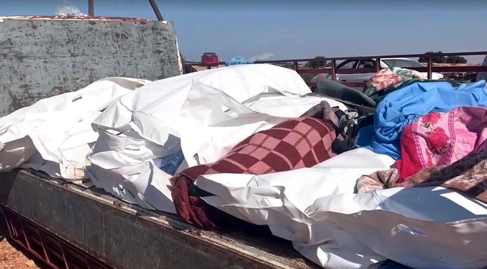 Bodies are laid out so people can identify their relatives before they are buried