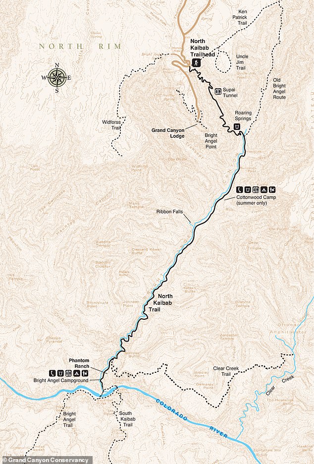 The trail where Varma was found is about a mile south of Cottonwood Campground, which is on the second leg of the rim-to-rim hike.