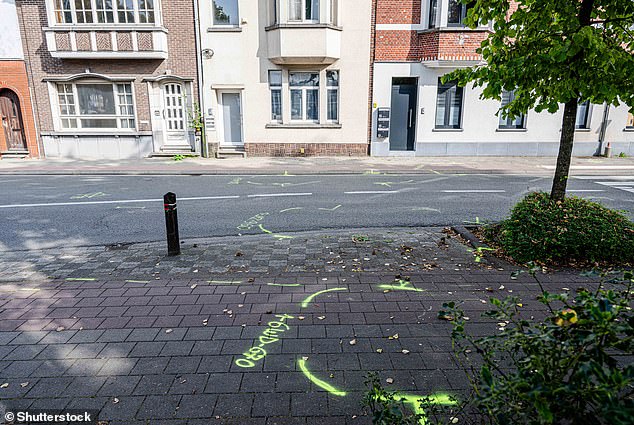 Police markers showed where cars ended up after the multiple crash on Tuesday