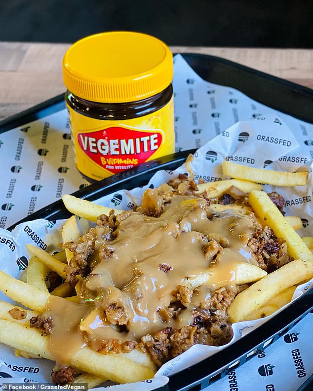 Grassfed in Brisbane has gained a huge following since opening in 2018 for its vegan burgers and specialty sides such as Vegemite gravy fries (pictured)