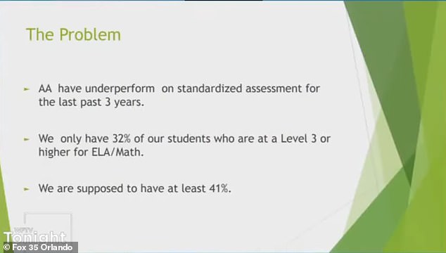 All black students were told that “the problem” is that they are underperforming in the typo-laden presentation