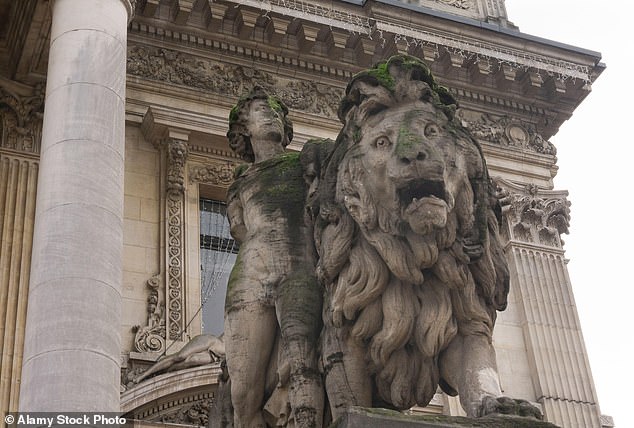 Photos show the statue in a state of disrepair before it was restored.  Now it will have to be worked on again