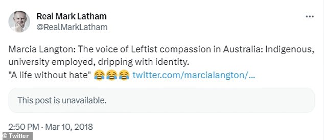 Mr Latham – whose own career in politics has been marred by controversy – hit back at Professor Langton, describing her as “the voice of left-wing compassion in Australia”.