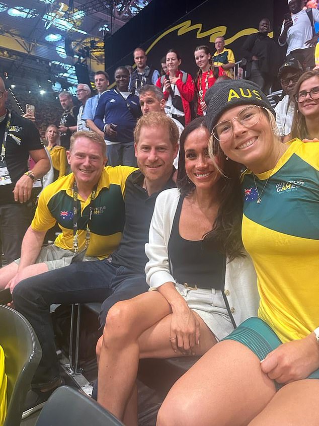 A selfie of Prince Harry and Meghan Markle during the wheelchair basketball match today