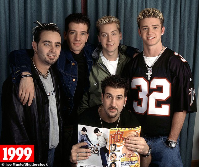 Old times: NSYNC band members Chris Kirkpatrick, Joshua 'JC' Chasez, Lance Bass, Joey Fatone and Justin Timberlake in 1999