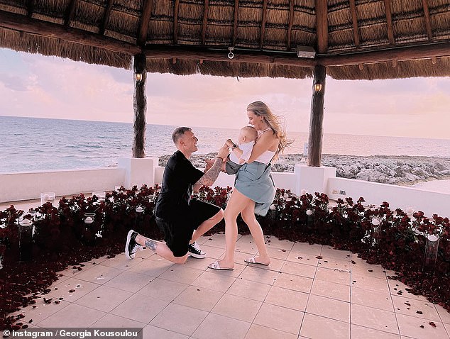 Upcoming wedding: Tommy is pictured popping the question to Georgia in Mexico in 2022 after years together