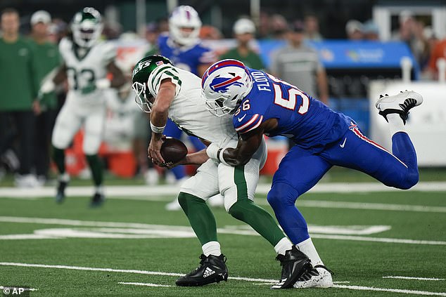 Rodgers tore his Achilles tendon after being sacked by Bills defenseman Leonard Floyd on Monday