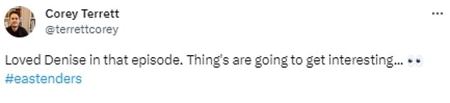 Secret: Fans now think the body is Ravi.  One wrote on X - formerly known as Twitter: 'Ravi must be the dead body in the Vic.  He can't have Denise knowing him forever.