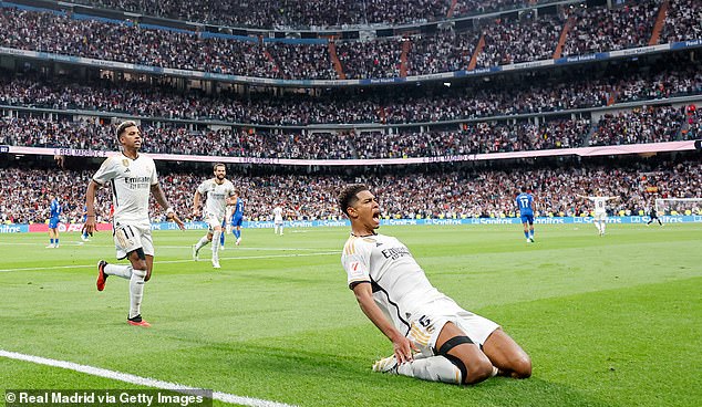 Bellingham (right) has also been in flying form for Real Madrid, having scored five in his first four games for the LaLiga giants