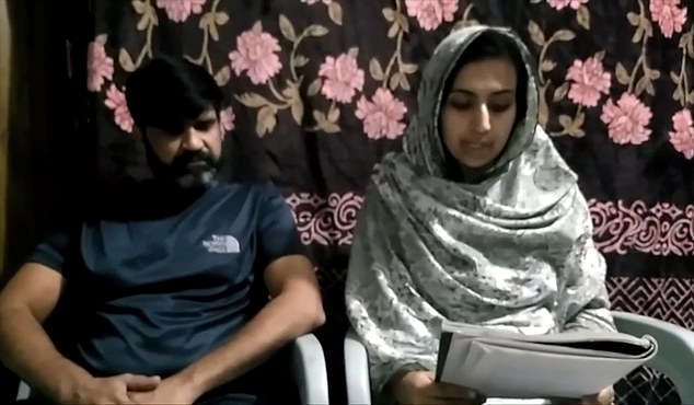 Sara's father (left) and his partner Beinash Batool (right) released a video last week discussing the death and confirming they were in hiding