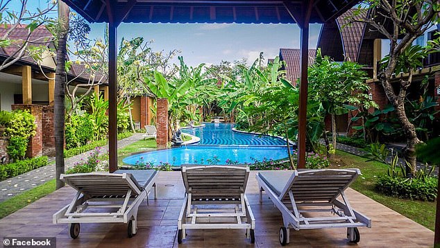 The tourist was found dead at The Janan Villa (pictured), a three-star hotel in Sanur