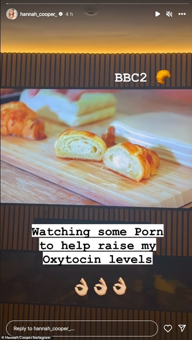 Update: She also admitted to watching 'food porn' to try to increase her oxytocin levels in hopes of inducing her birth