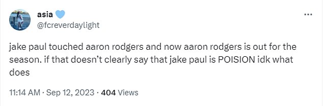 1694655652 805 Aaron Rodgers Jake Paul blamed by Jets fans for cursing