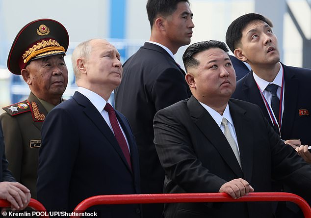 Kim Jong Un and President Putin examine a missile assembly hangar during their meeting on September 13, 2023