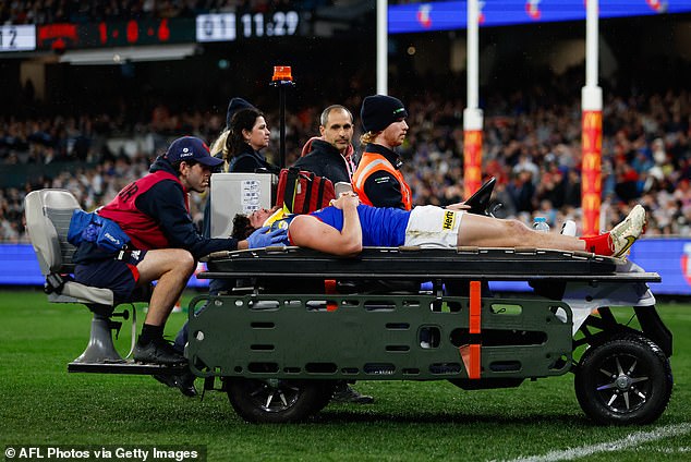 Angus Brayshaw was squashed by Collingwood's Brayden Maynard and left unconscious