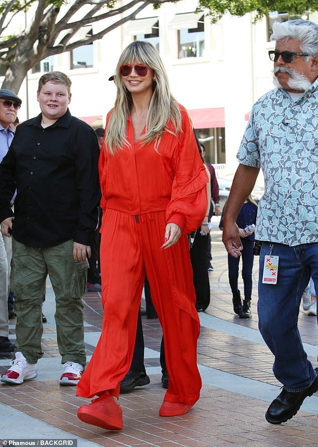 Fan Greetings: A large crowd of fans greeted the AGT judge, who was more than happy to stop to chat and pose for selfies