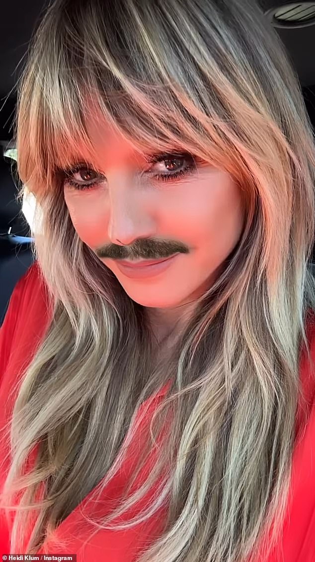 Showtime: The AGT judge got frisky before showtime and posed for a photo with a mustache