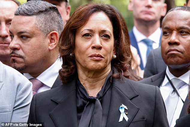 Pelosi, 83, still Speaker Emerita and also running for re-election next year, was asked if Harris (pictured) was the right person to work with Biden again as Harris has been asked if she is capable of replacing him