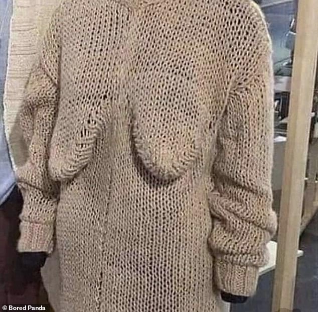 Breast holders?  Another designer decided to make a wool sweater with a breast section and it's unclear why