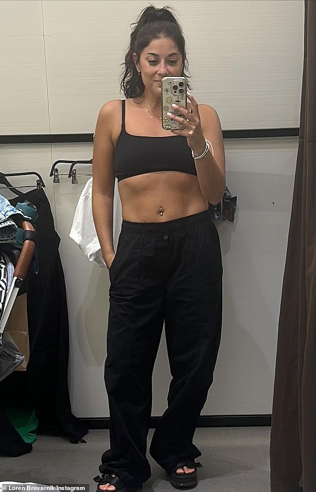 Looking good: The star keeps her fans updated on her postpartum figure after having her third child last year;  Pictured in June