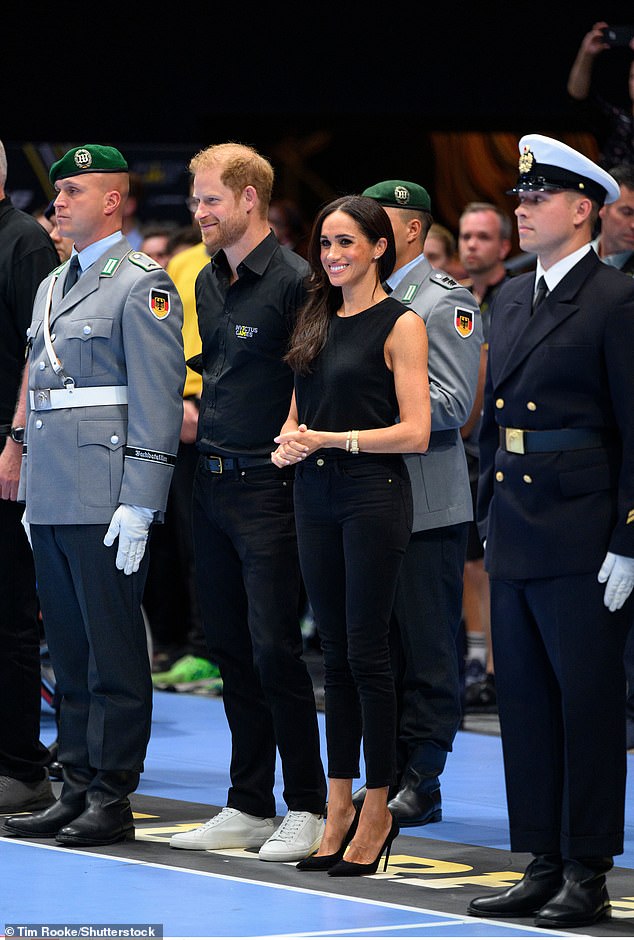 Harry and Meghan at the wheelchair basketball medal ceremony