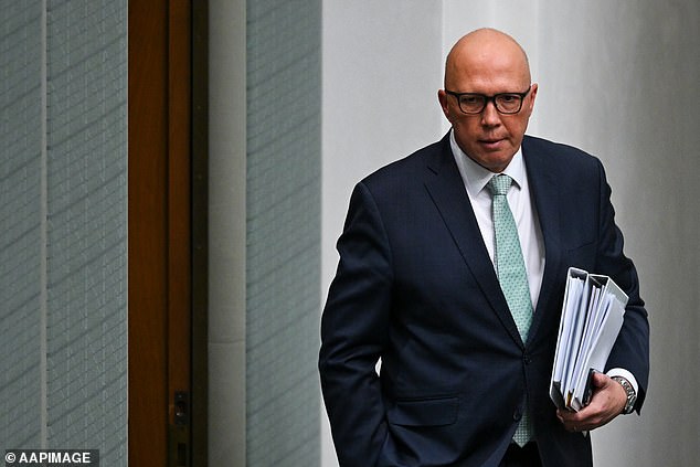 Opposition leader Peter Dutton (pictured) shared the photo on his Instagram account on Tuesday and did not delete it