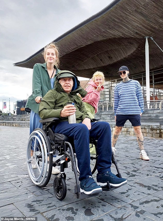 The father-of-three in Cardiff on his first break since surgery