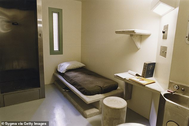 A look inside the sterile cells of ADX Florence, pictured above, with stone furnishings