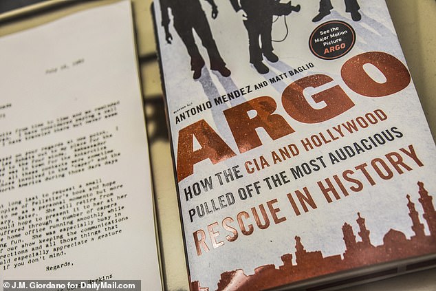 Tony Menendez's book and memorabilia for the fake movie Argo, a fake science fiction film used as a cover story during the rescue mission