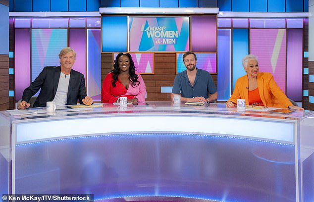 Happy: The presenter, 63, and his co-hosts Ian Stirling, Judi Love and Denise Welch took a 'very intimate questionnaire' before the show