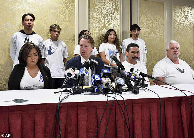 The Salcedo family (pictured here in 2019) was awarded the largest bullying settlement ever on Wednesday following a lawsuit against the Moreno Valley Unified School District