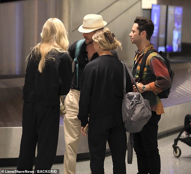 Ready to go: Sasha Farber was also spotted meeting with the group after arriving in Los Angeles