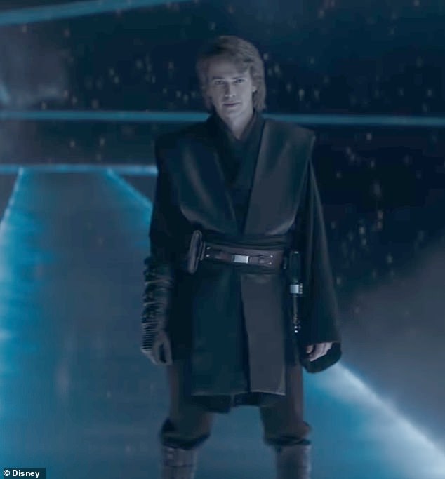 Still scary: the star was seen in his dark outfit with high boots, his hair on the long side because he was slightly aged