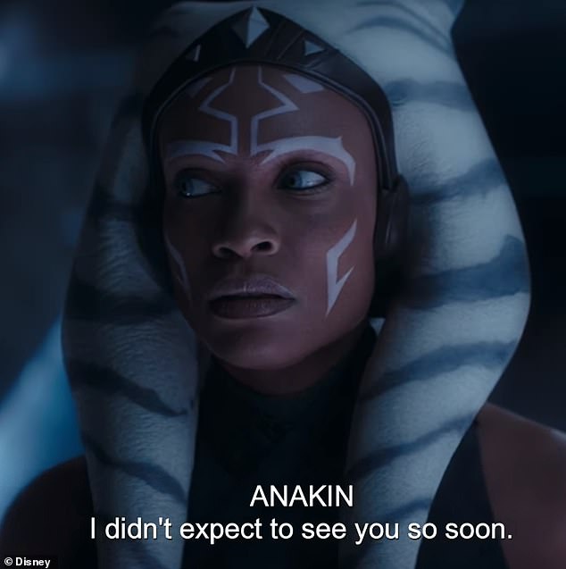 Spooky: Dawson's Ahsoka looks scared when Anakin shows up and says hello