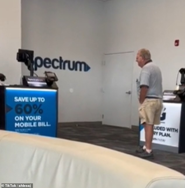 The customer and employee were filmed arguing before he was physically thrown away