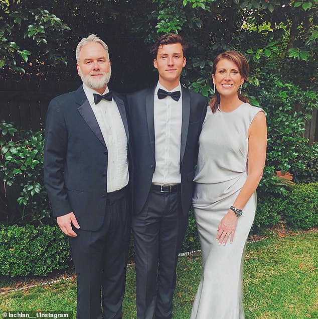 It comes just weeks after Natalie admitted she felt like a 'failure' as a mother after giving birth to her first son Lachlan, 22, (center with his dad Andrew Thompson)