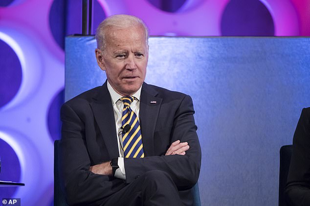 Former Vice President Joe Biden participates in a forum on the college opioid epidemic in April 2019