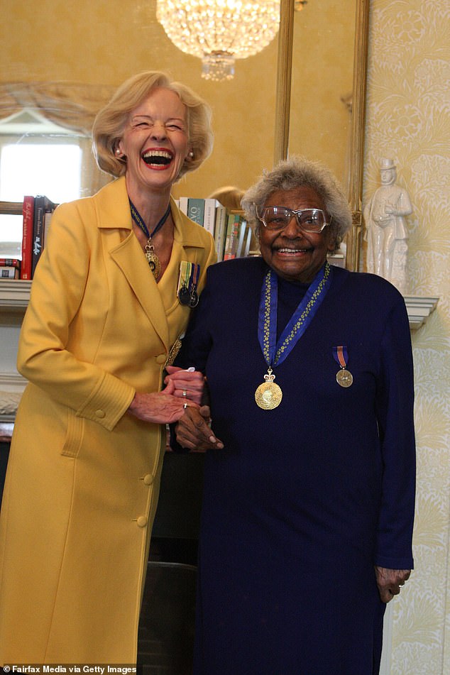 Ms Bandler, a descendant of South Sea Islanders who died in February 2015 at the age of 96, advocated change in 1967 by uniting Australians and advocating for equal treatment for Aboriginal and Torres Strait Islanders (she stands on the right in 2009 the photo, together with the then governor).  General Quentin Bryce is appointed Companion of the Order of Australia)