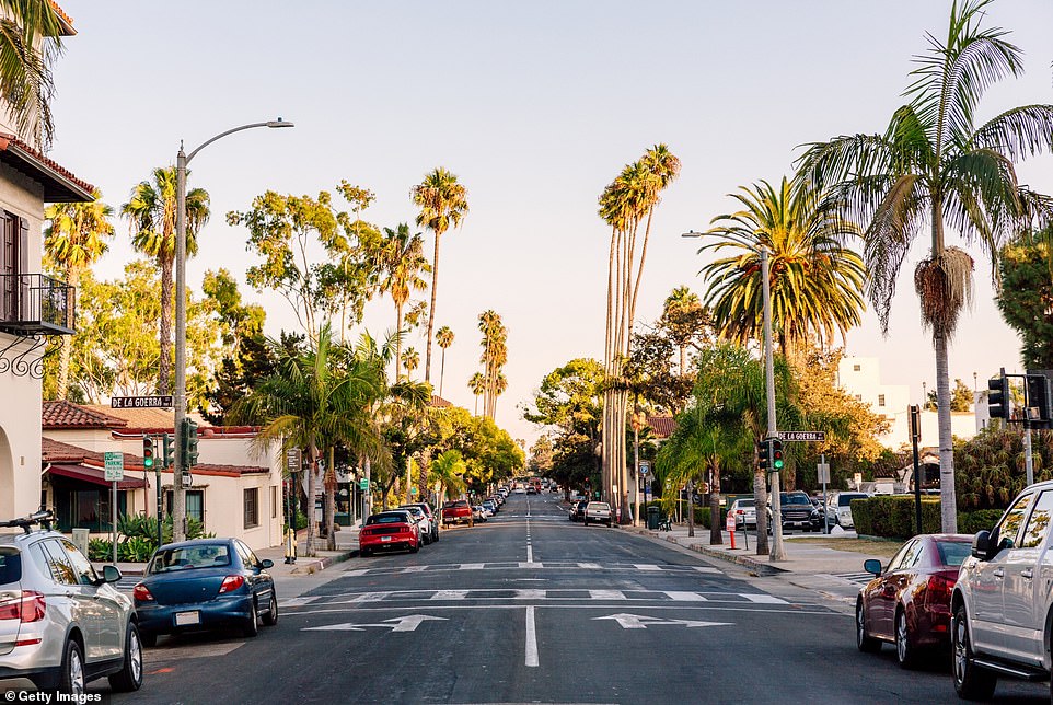 The cost of living in Santa Barbara (pictured) is 57 percent above the national average, raising the price tag for achieving happiness